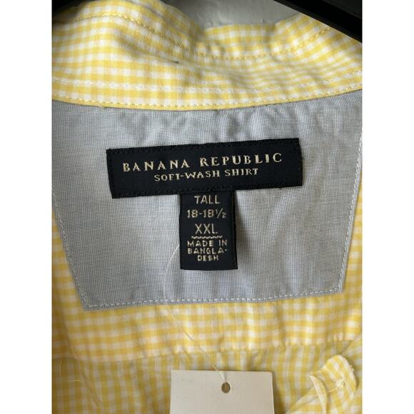 Banana Republic Shirt Mens XXL Tall Soft Wash Button Up Oxford Cotton Yellow - Picture 6 of 9